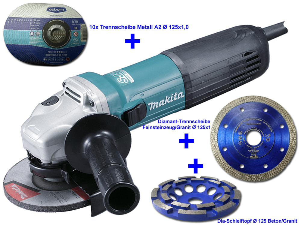 Makita GA5040CZ1 Winkelschleifer 125mm 1.400 W regelbar + Zubehör